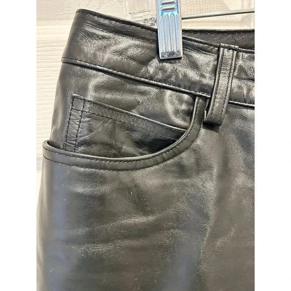 Gap Vintage Women’s Black Genuine Leather Bootcut Pants Size 14 - Picture 2 of 11